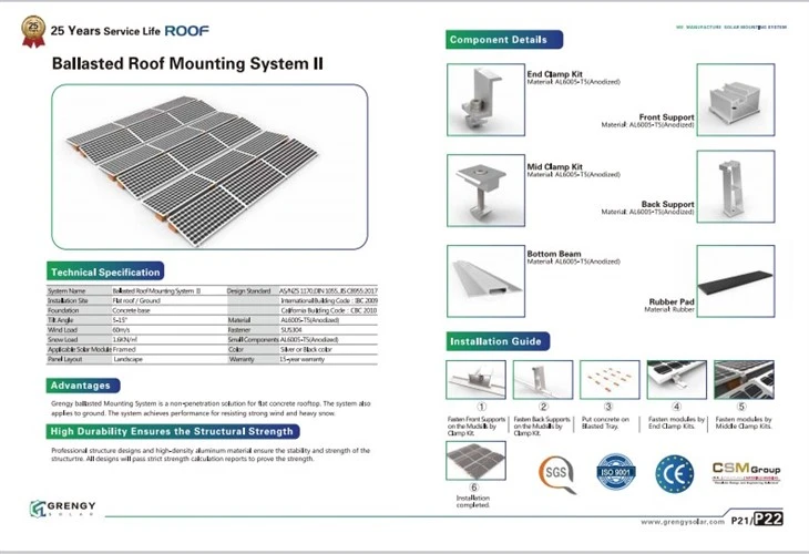 Ballasted Mounting System For Flat Rooftop