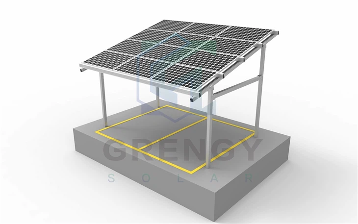 Solární montážní konstrukce pro jedno auto